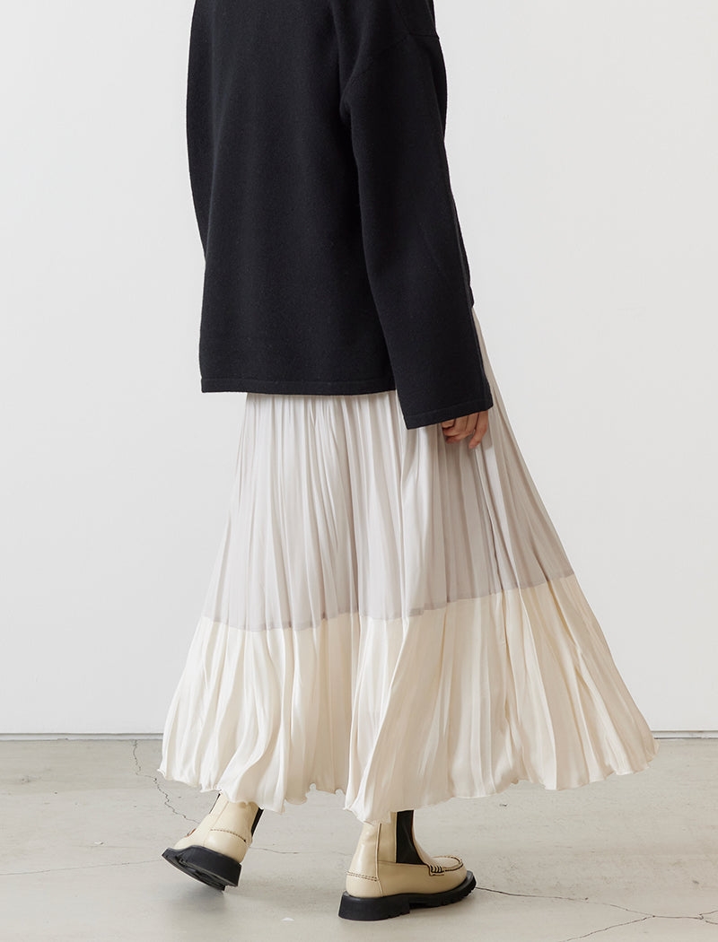 TWO-TONE PLEATED SKIRT