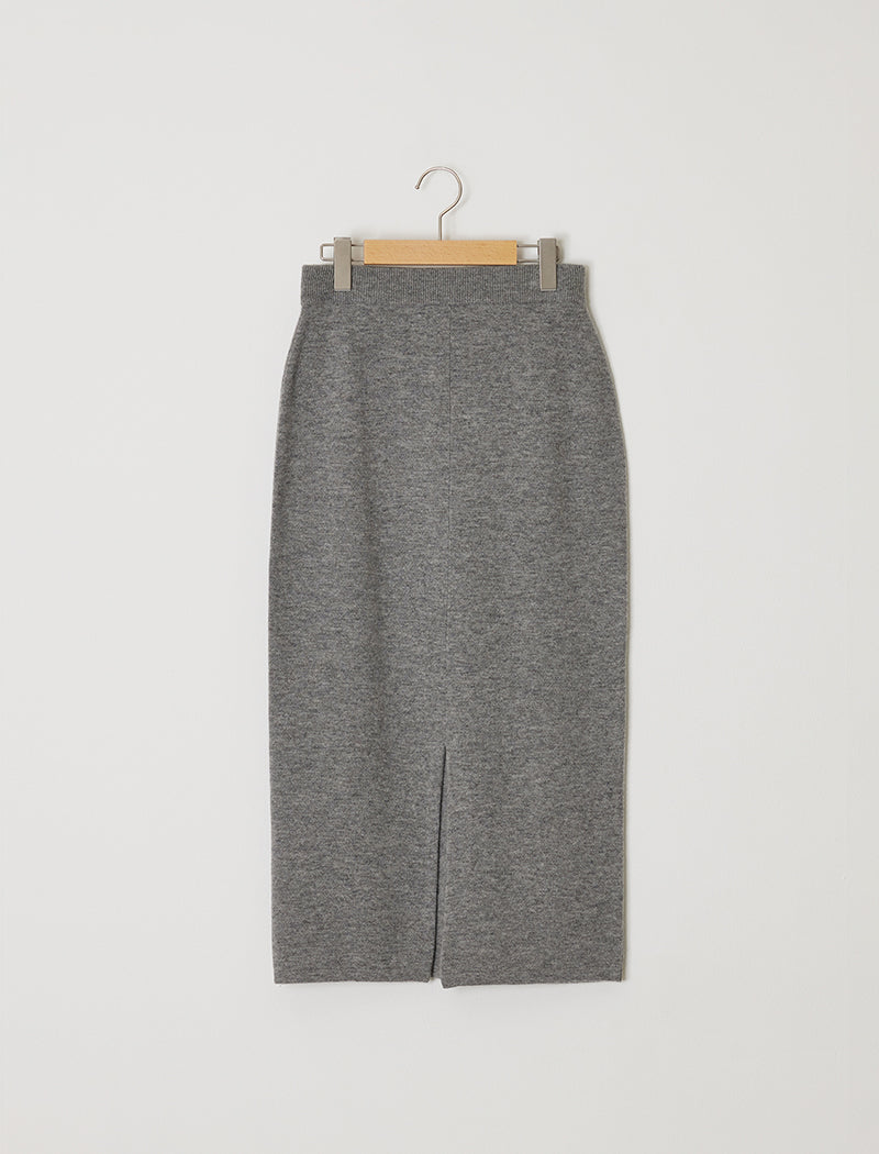 KNITTED SWEAT FRONT-SLIT SKIRT