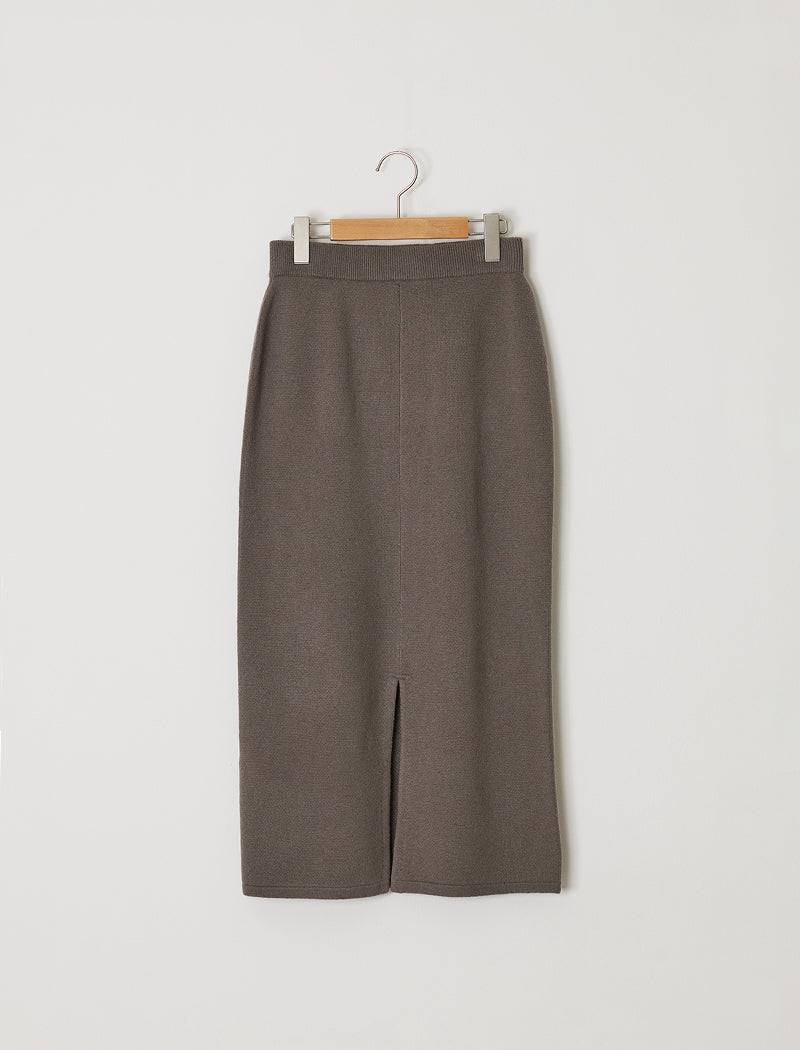 KNITTED SWEAT FRONT-SLIT SKIRT