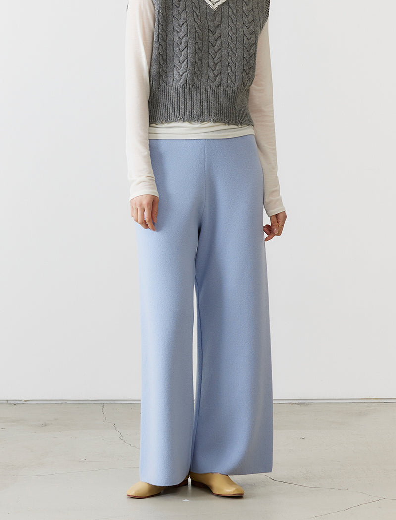 CASHMERE-BLEND WIDE-LEG PANTS