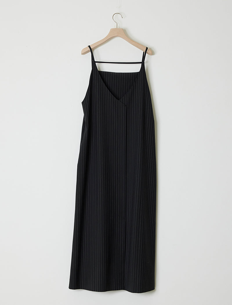 PINSTRIPED WOVEN LAYERED DRESS