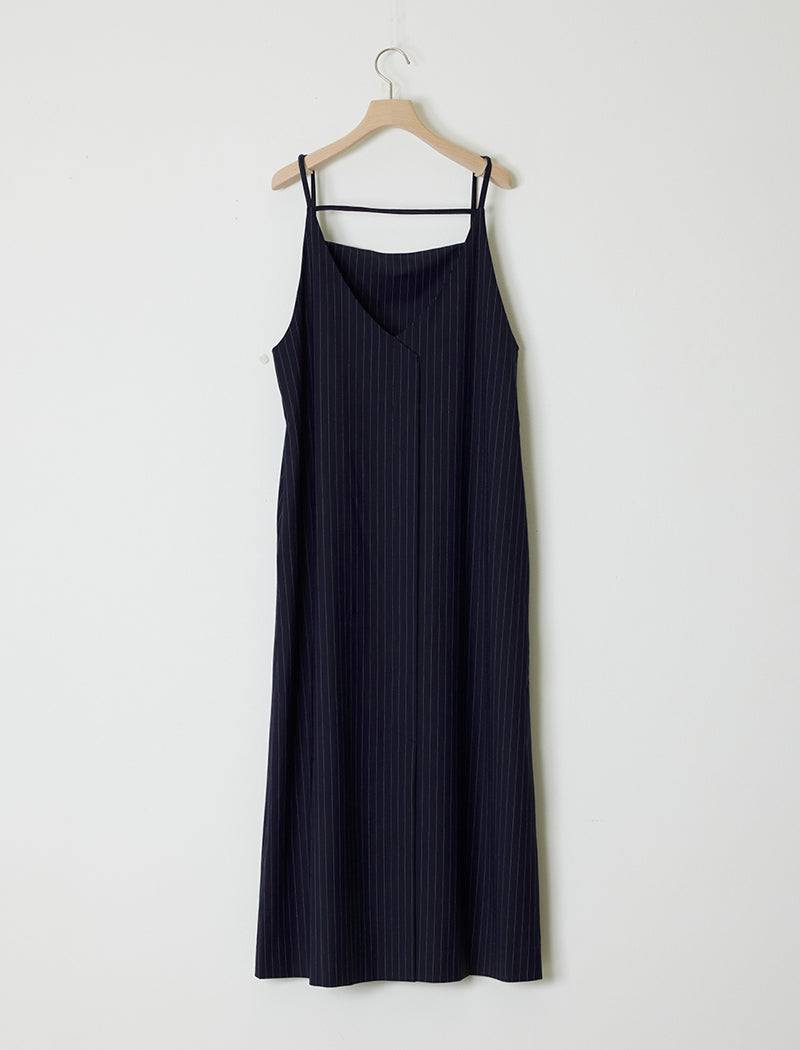 PINSTRIPED WOVEN LAYERED DRESS