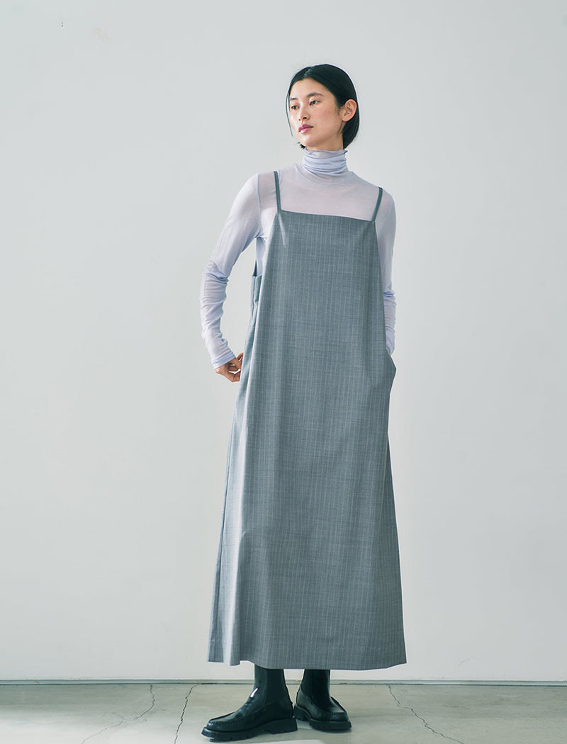 PINSTRIPED WOVEN LAYERED DRESS