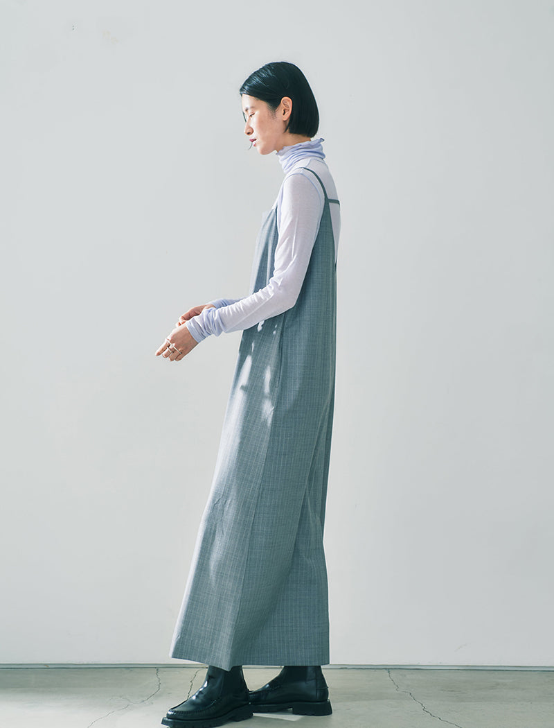 PINSTRIPED WOVEN LAYERED DRESS