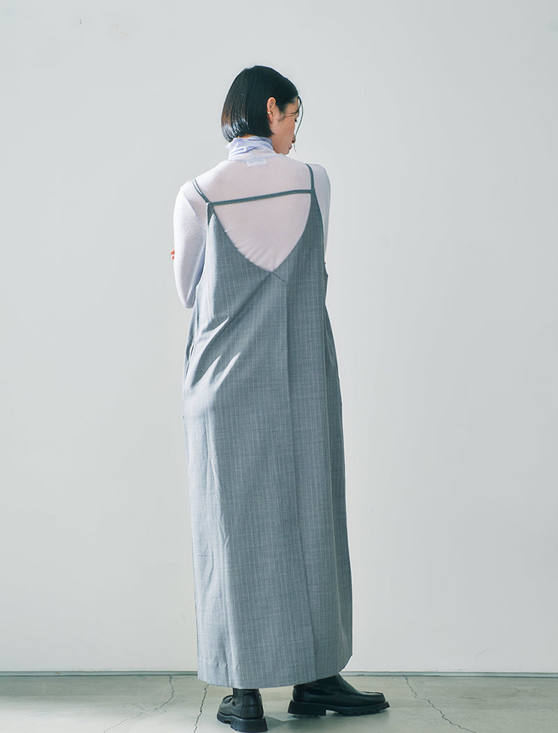 PINSTRIPED WOVEN LAYERED DRESS