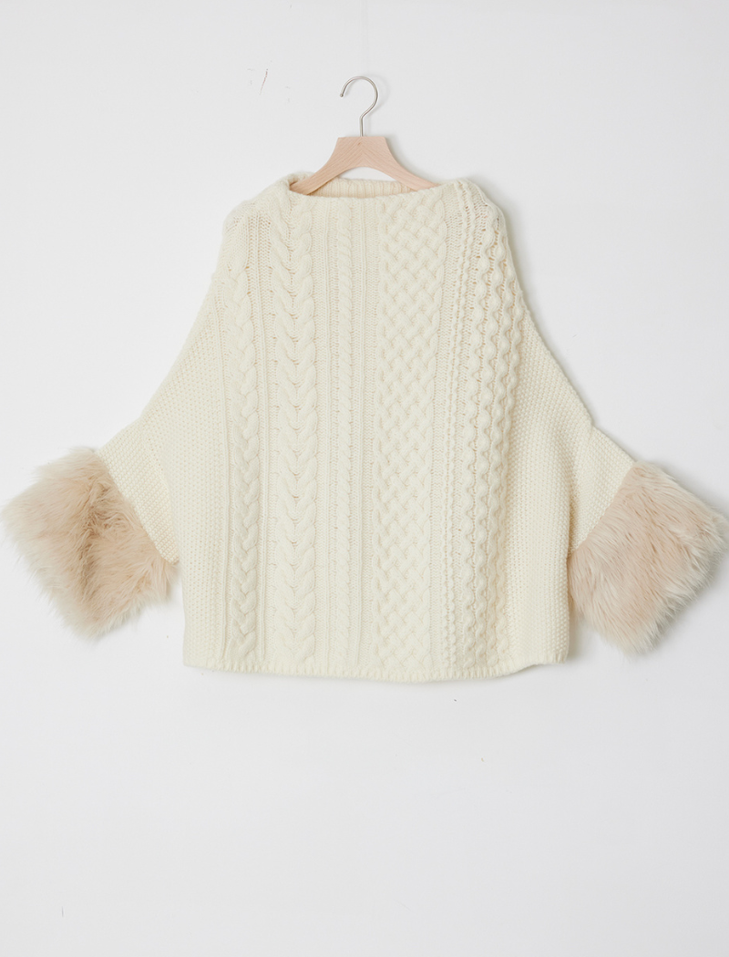 CABLE-KNIT PONCHO