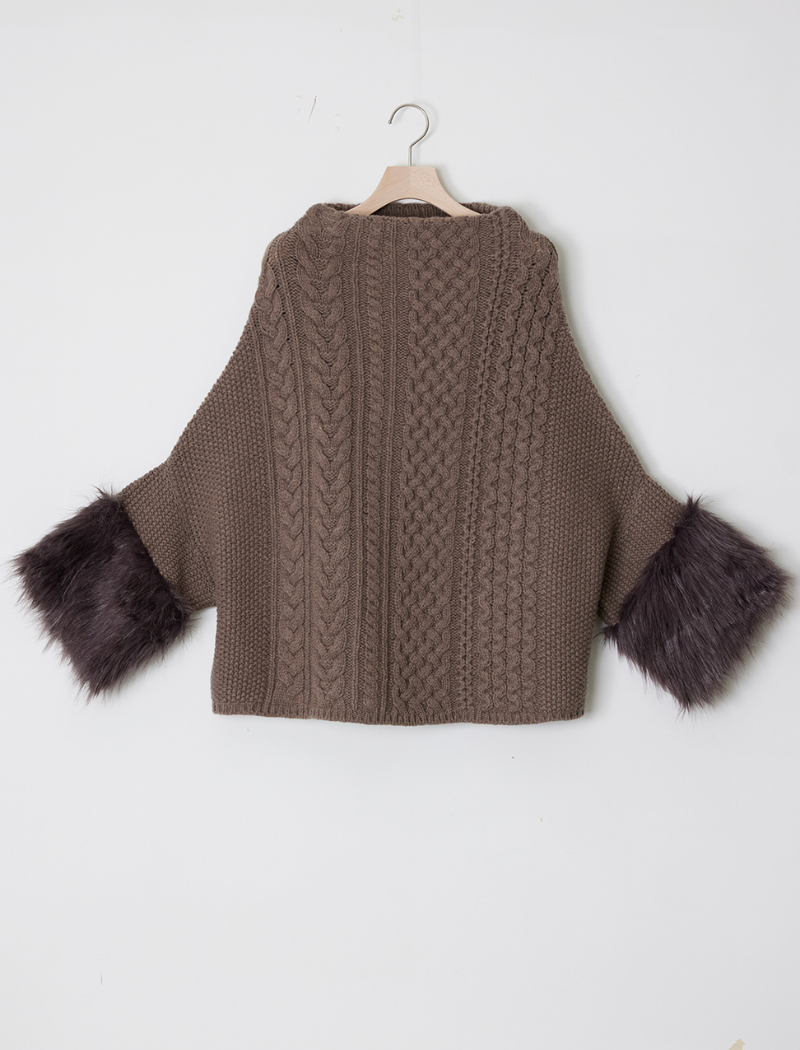 CABLE-KNIT PONCHO