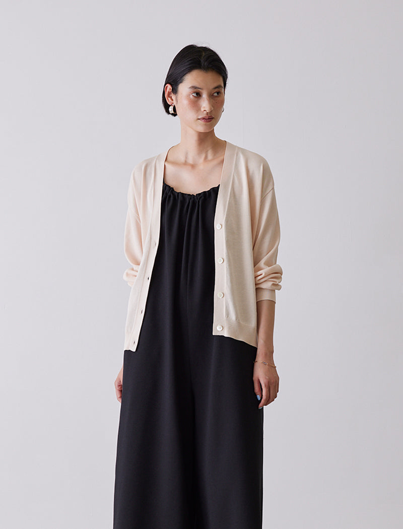 COTTON-SILK V-NECK CARDIGAN