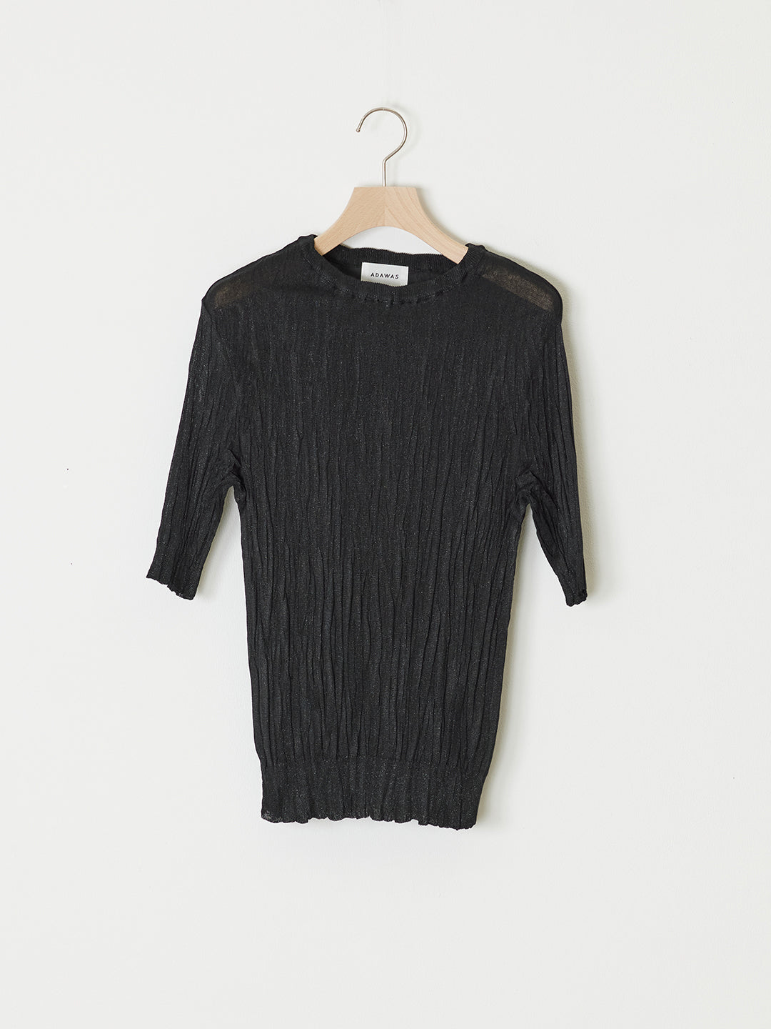 PLEATED KNIT CREW-NECK TOP