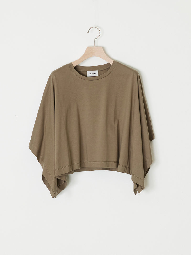 紧凑型棉质平纹针织斗篷T恤