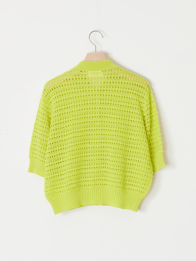 OPEN-KNIT POLO CARDIGAN