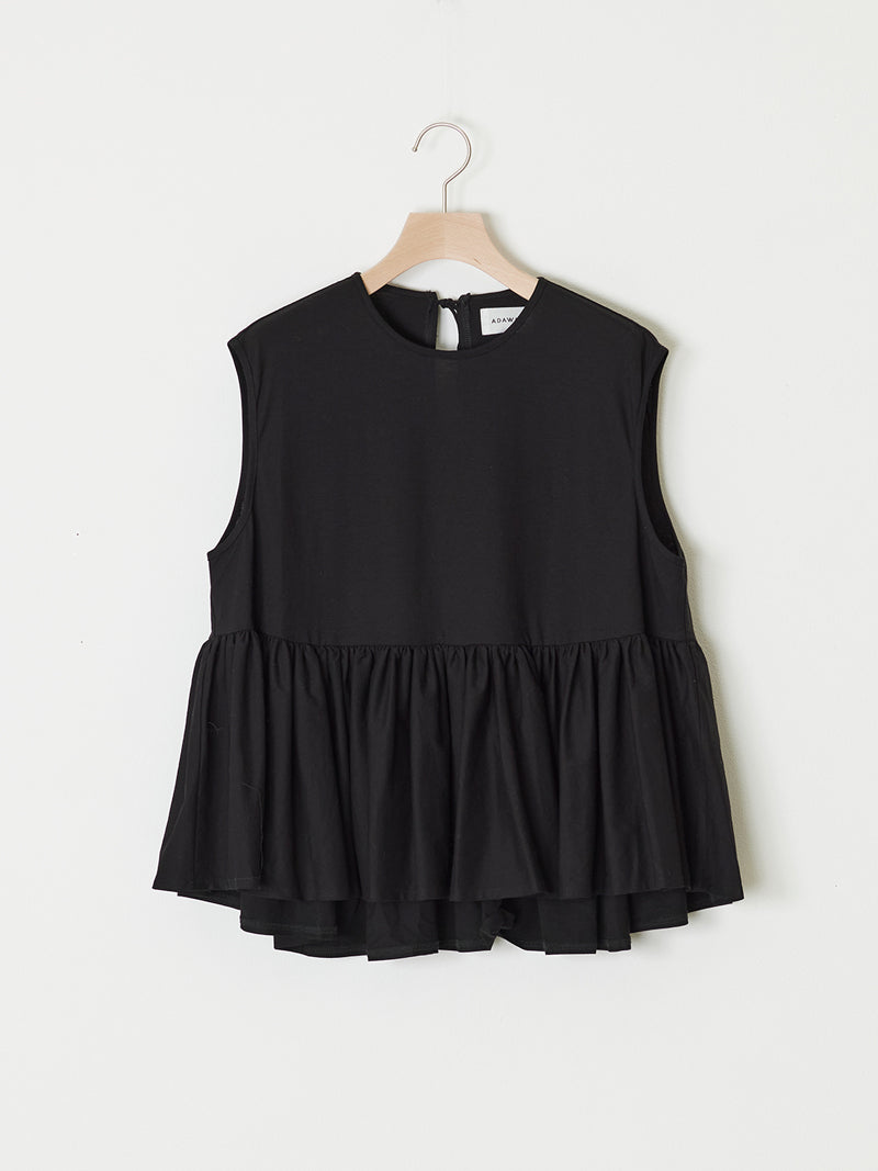 HIGH-TWIST COTTON JERSEY GATHERED TEE