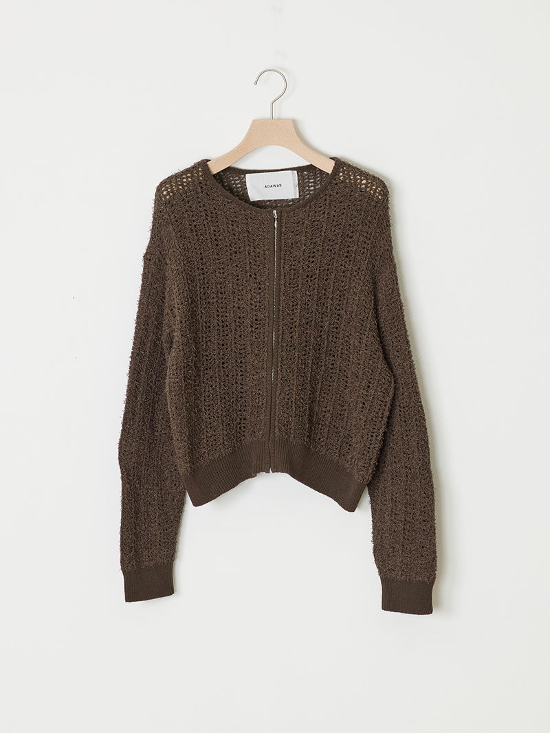 OPEN-KNIT ZIPPED JACKET