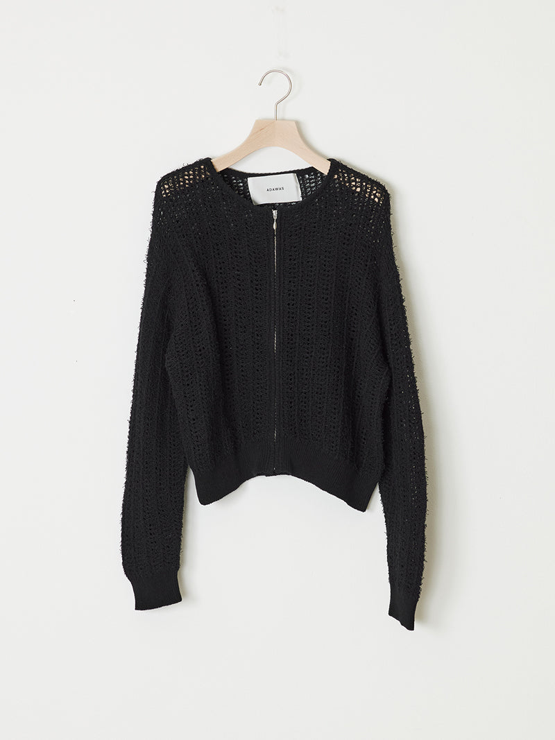 OPEN-KNIT ZIPPED JACKET
