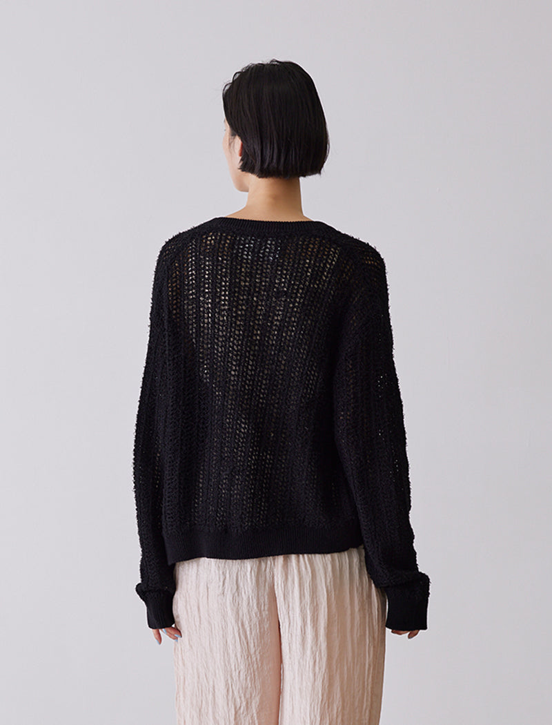 OPEN-KNIT ZIPPED JACKET