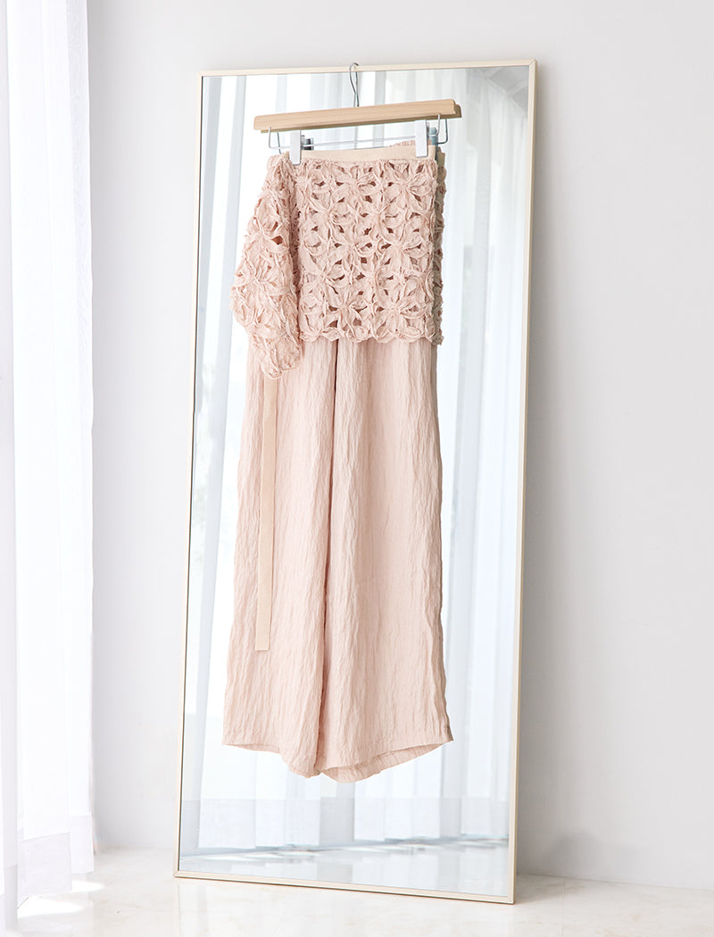 TAPE EMBROIDERY TWO-PIECE TROUSER SET