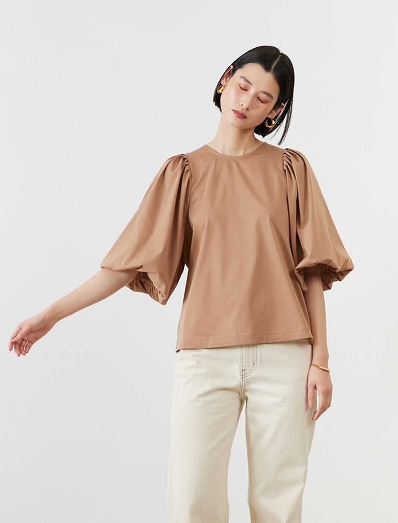 PLATING JERSEY BALLOON-SLEEVETEE