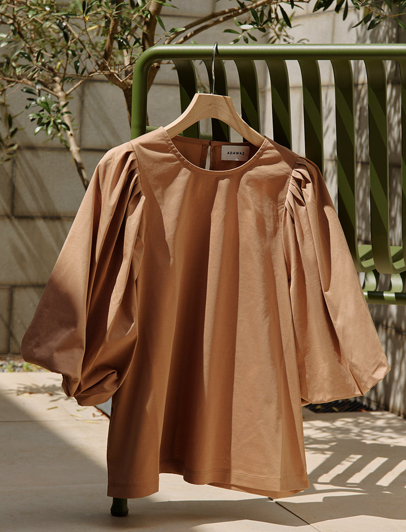 PLATING JERSEY BALLOON-SLEEVETEE