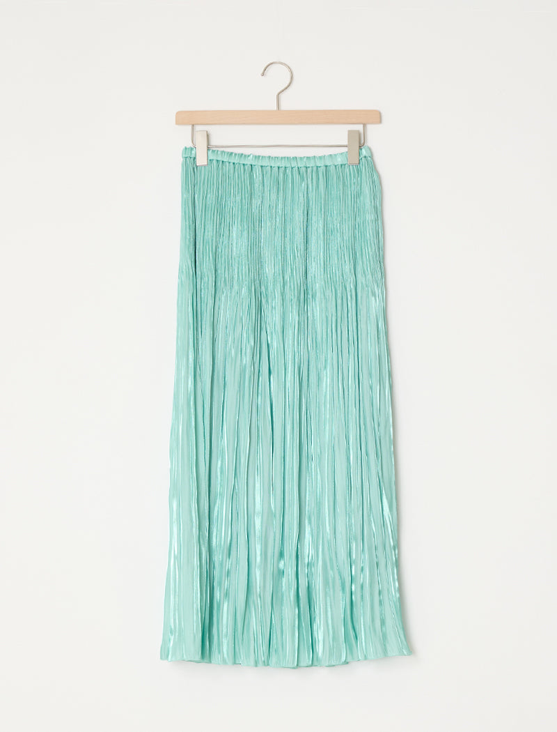 SHINY TEXTURED PLEATED SKIRT