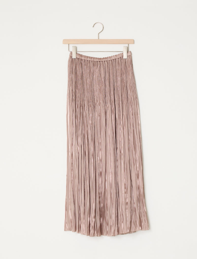 SHINY TEXTURED PLEATED SKIRT