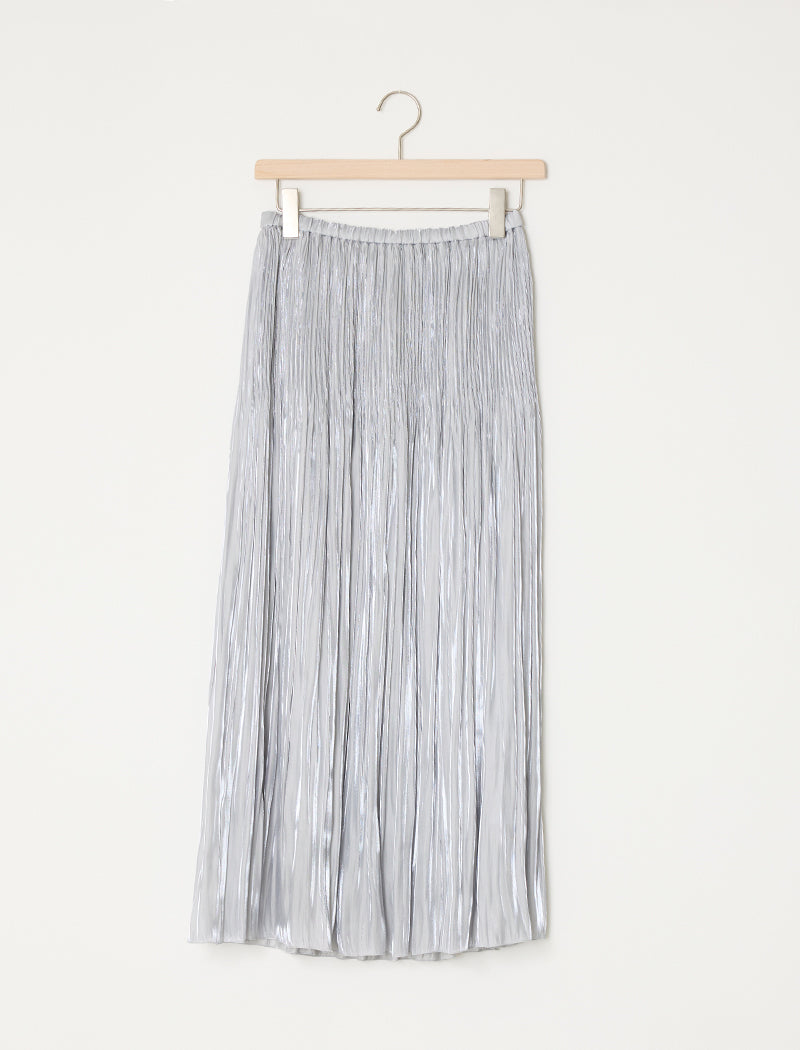 SHINY TEXTURED PLEATED SKIRT