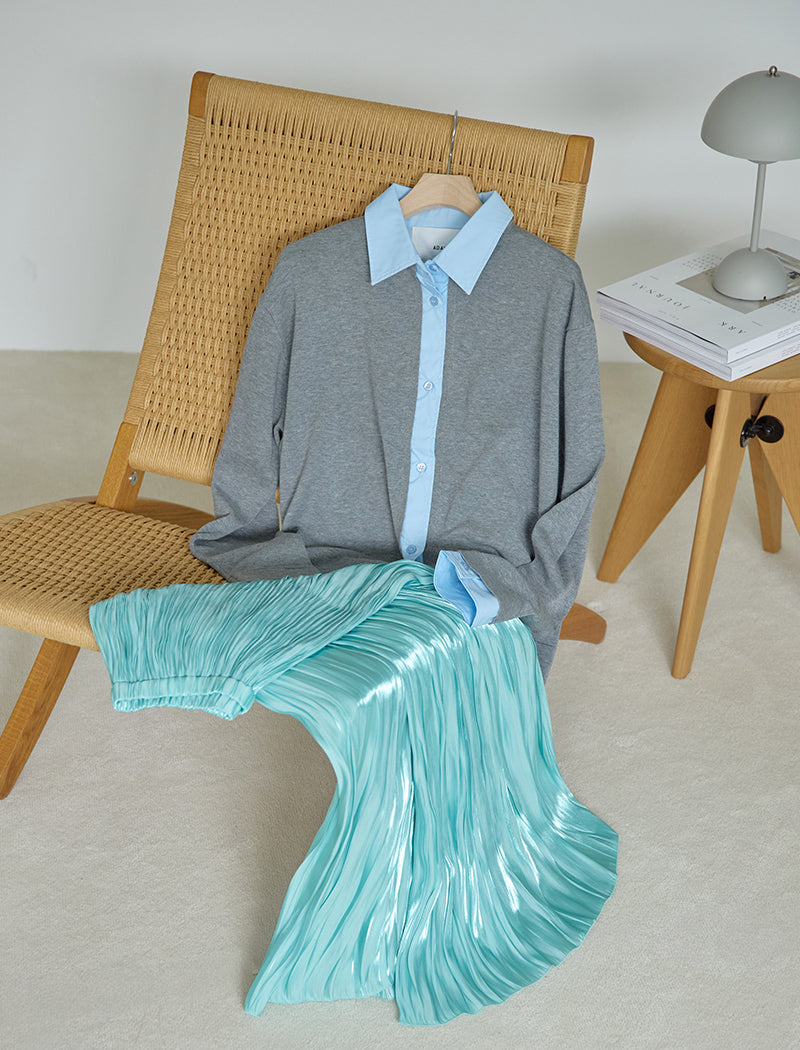 SHINY TEXTURED PLEATED SKIRT