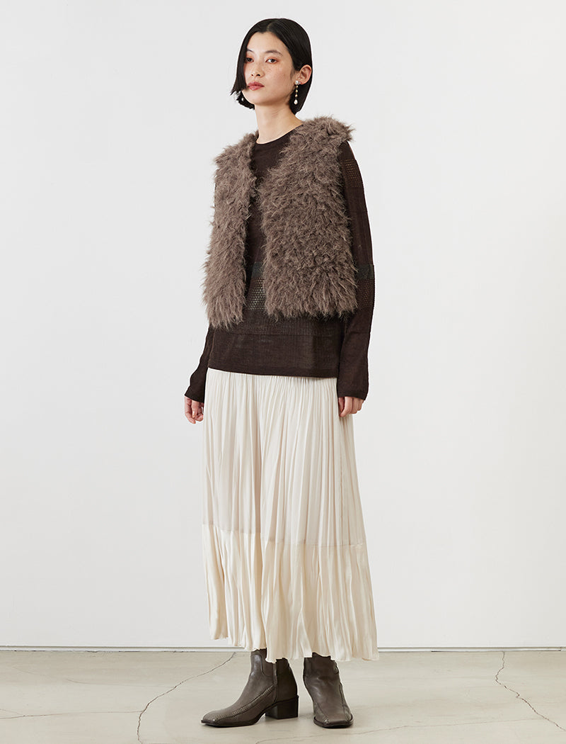 TWO-TONE PLEATED SKIRT
