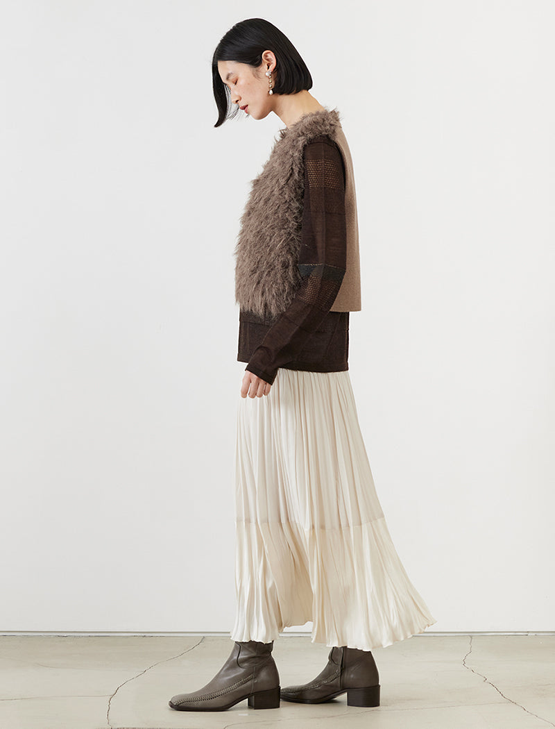 TWO-TONE PLEATED SKIRT