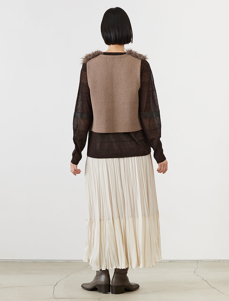 TWO-TONE PLEATED SKIRT