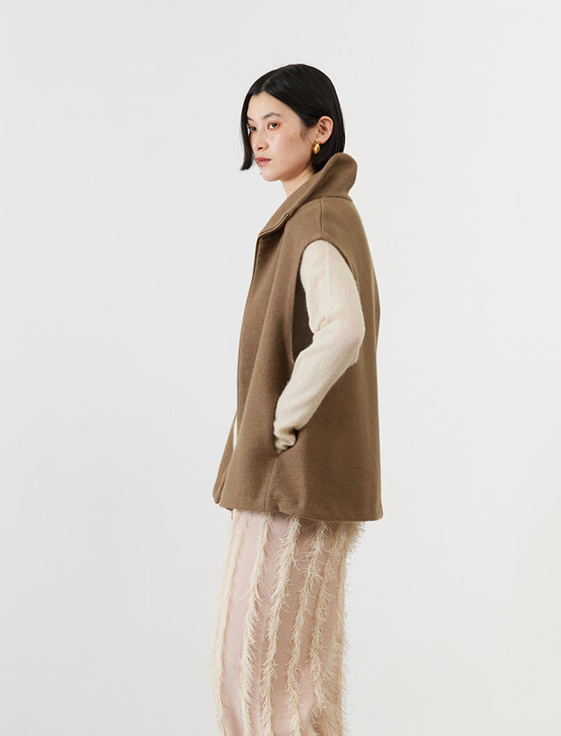 WOOL SILK BLENDED LIGHT ZIP VEST