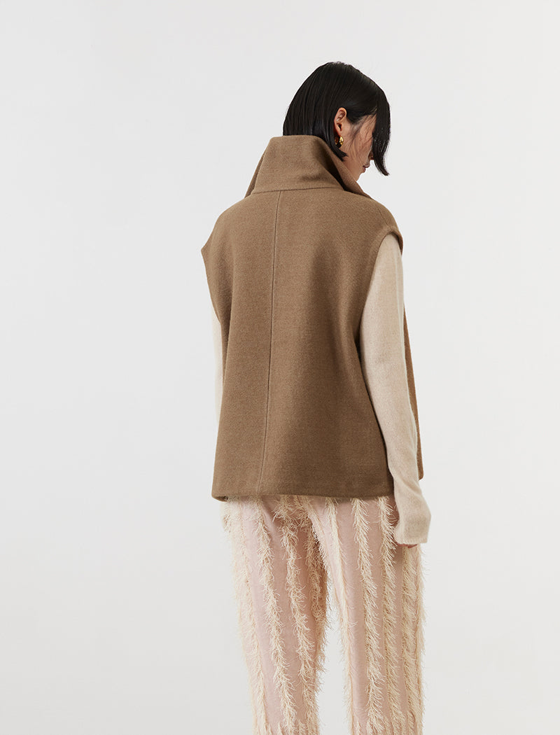 WOOL SILK BLENDED LIGHT ZIP VEST