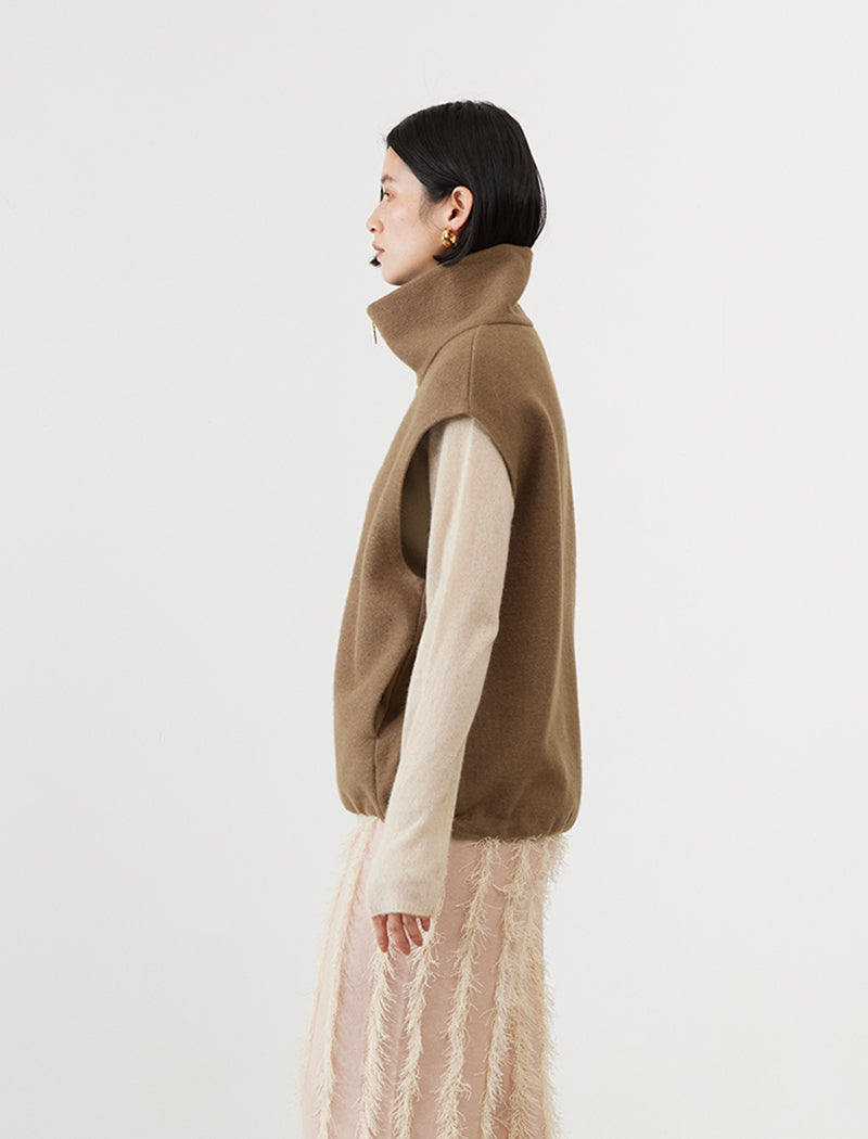 WOOL SILK BLENDED LIGHT ZIP VEST