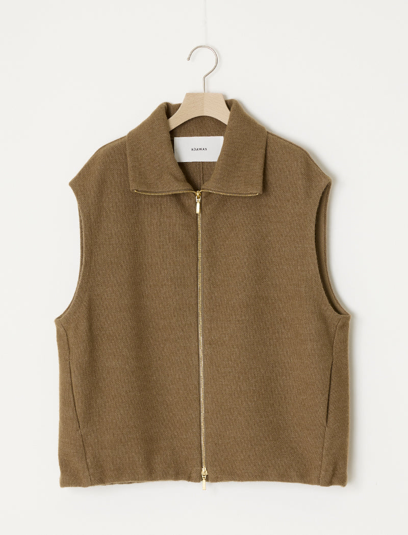 WOOL SILK BLENDED LIGHT ZIP VEST