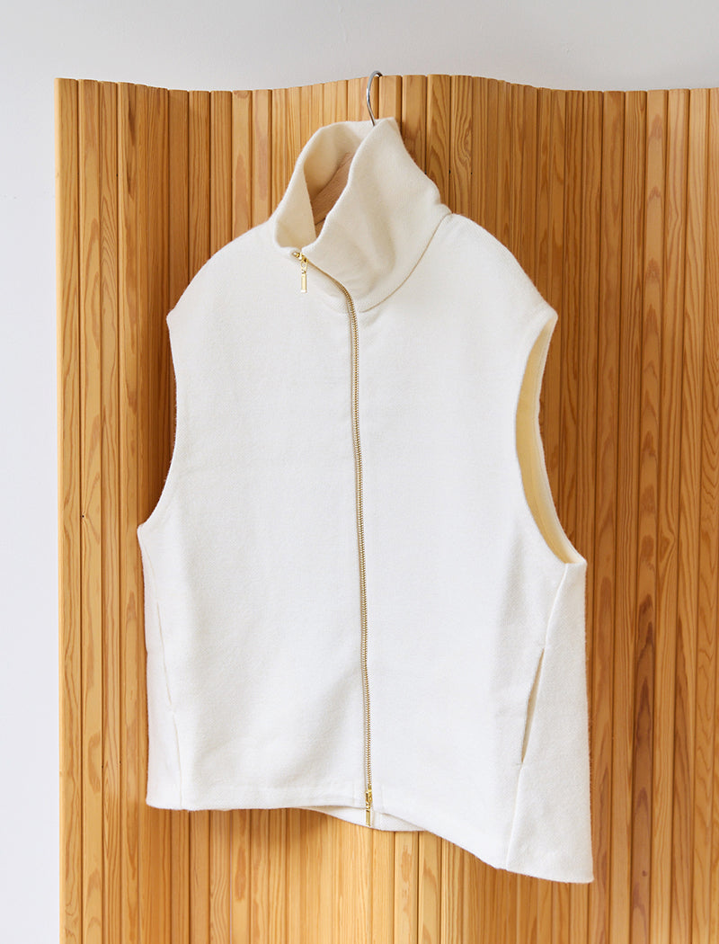 WOOL SILK BLENDED LIGHT ZIP VEST