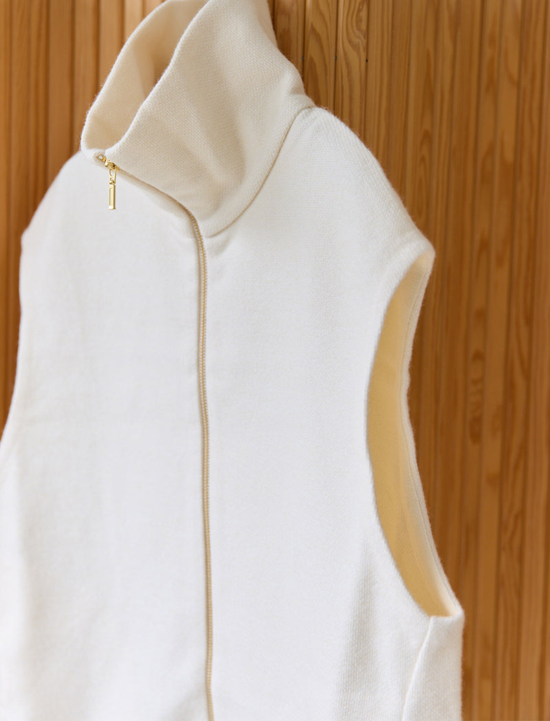 WOOL SILK BLENDED LIGHT ZIP VEST
