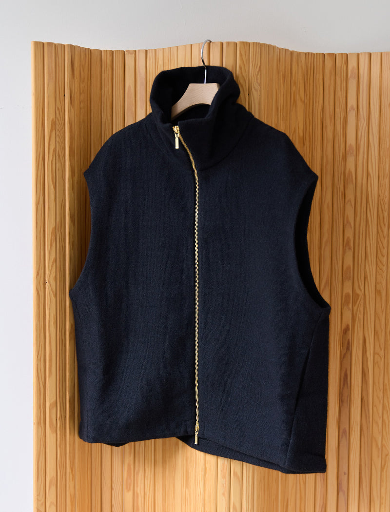 WOOL SILK BLENDED LIGHT ZIP VEST