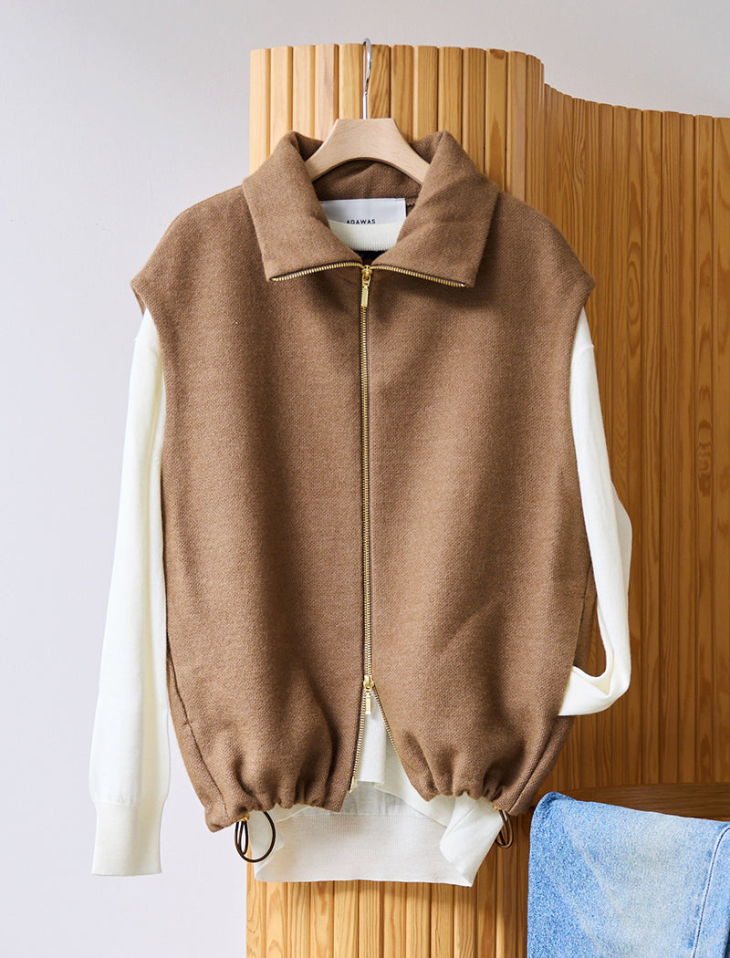 WOOL SILK BLENDED LIGHT ZIP VEST