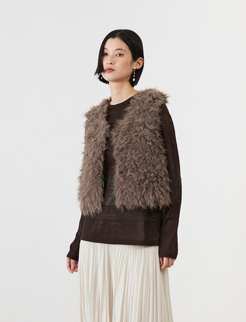 【新品・未使用品】ANCELLM SHAGGY OVER VEST サイズ2 SHAGGY OVER VEST(BLACK) – ANCELLM