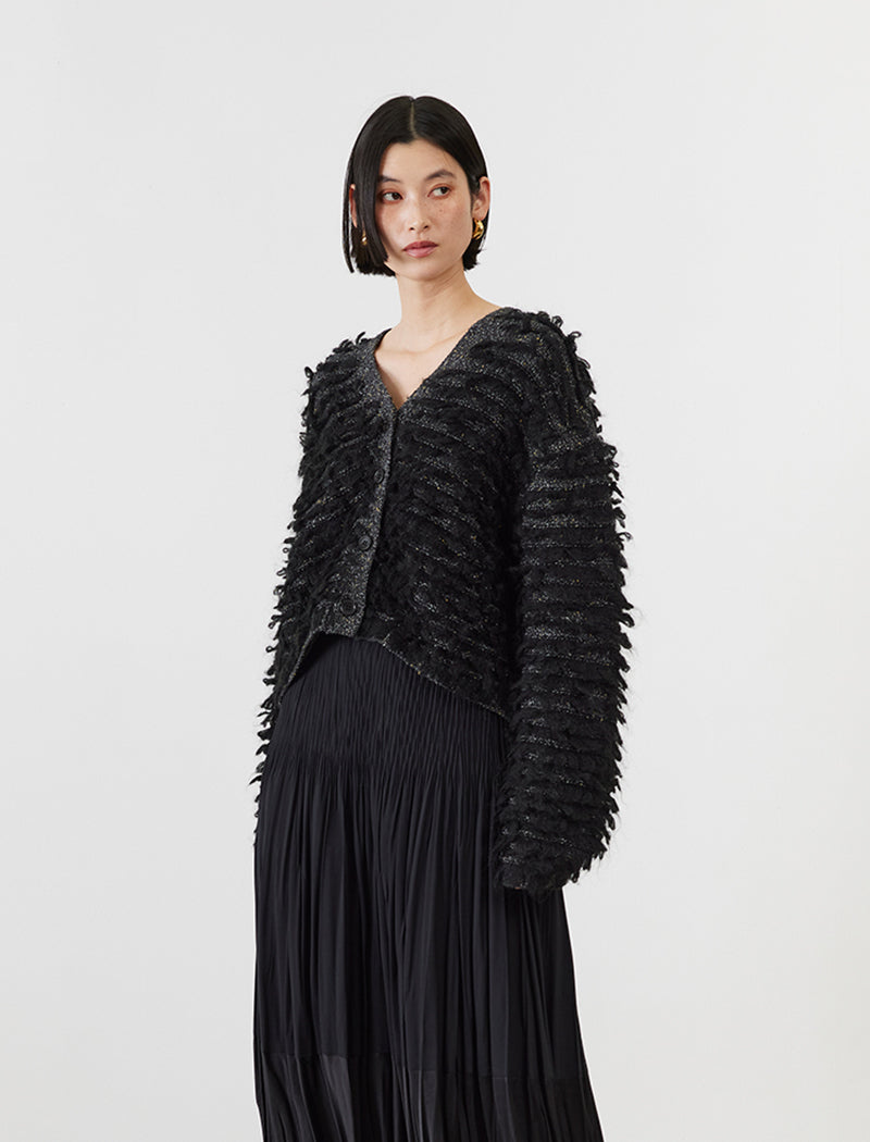 LOOP FRINGE KNIT CARDIGAN
