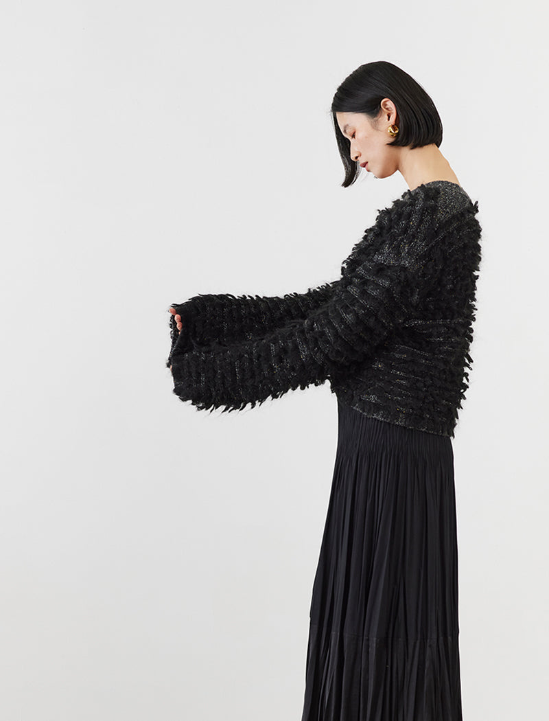 LOOP FRINGE KNIT CARDIGAN