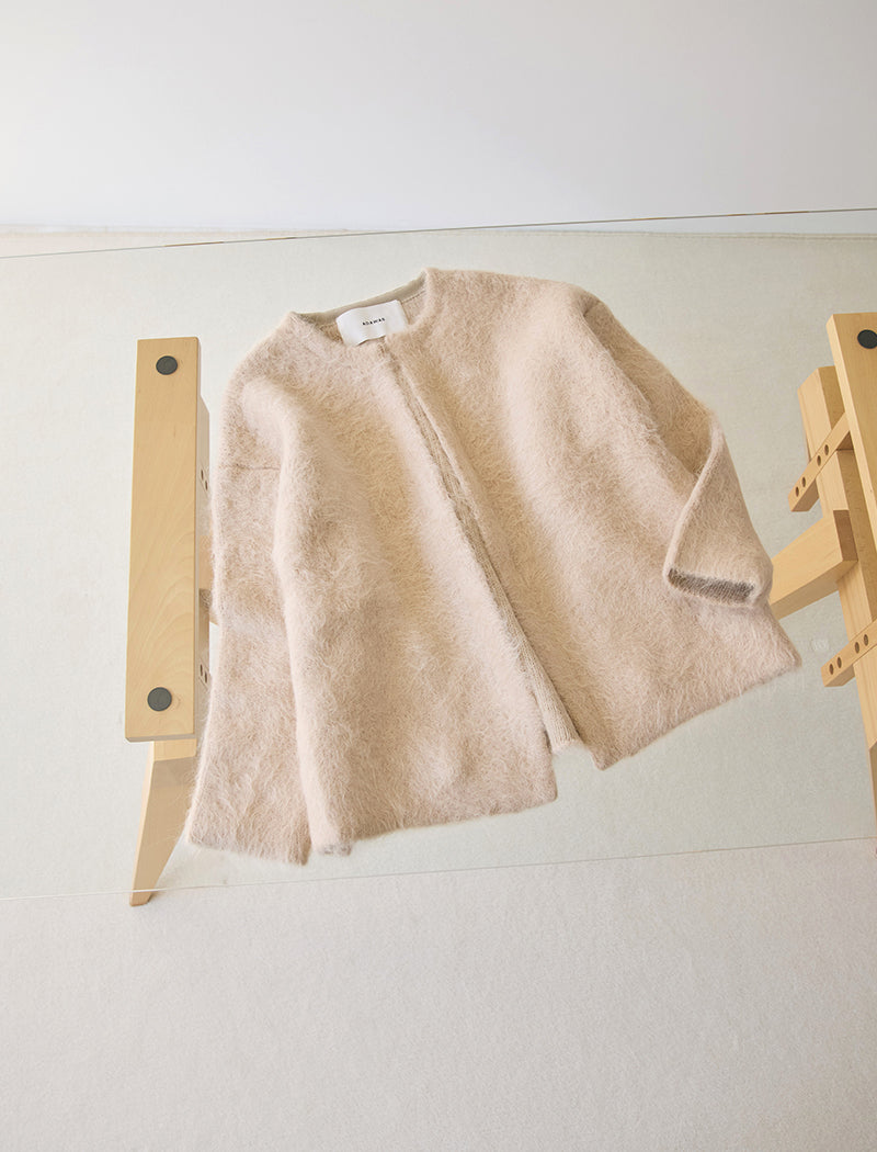 ALPACA FUR KNIT CARDIGAN