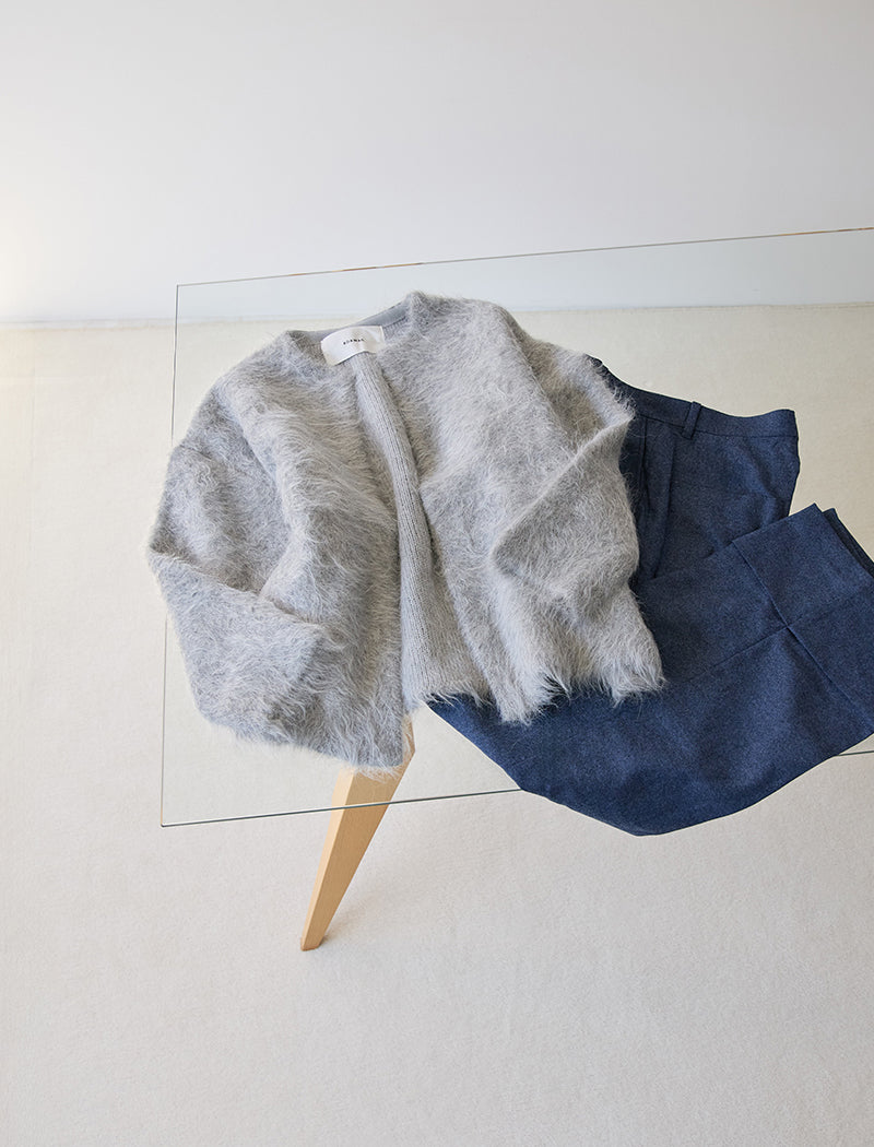 ALPACA FUR KNIT CARDIGAN