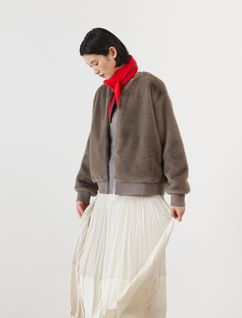 FAUX-MINK ZIP JACKET