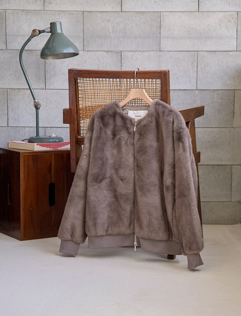 FAUX-MINK ZIP JACKET