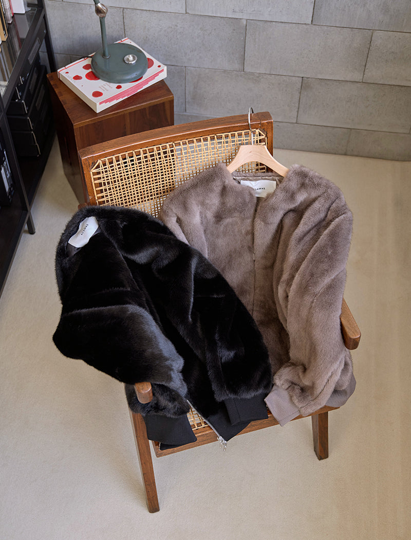FAUX-MINK ZIP JACKET
