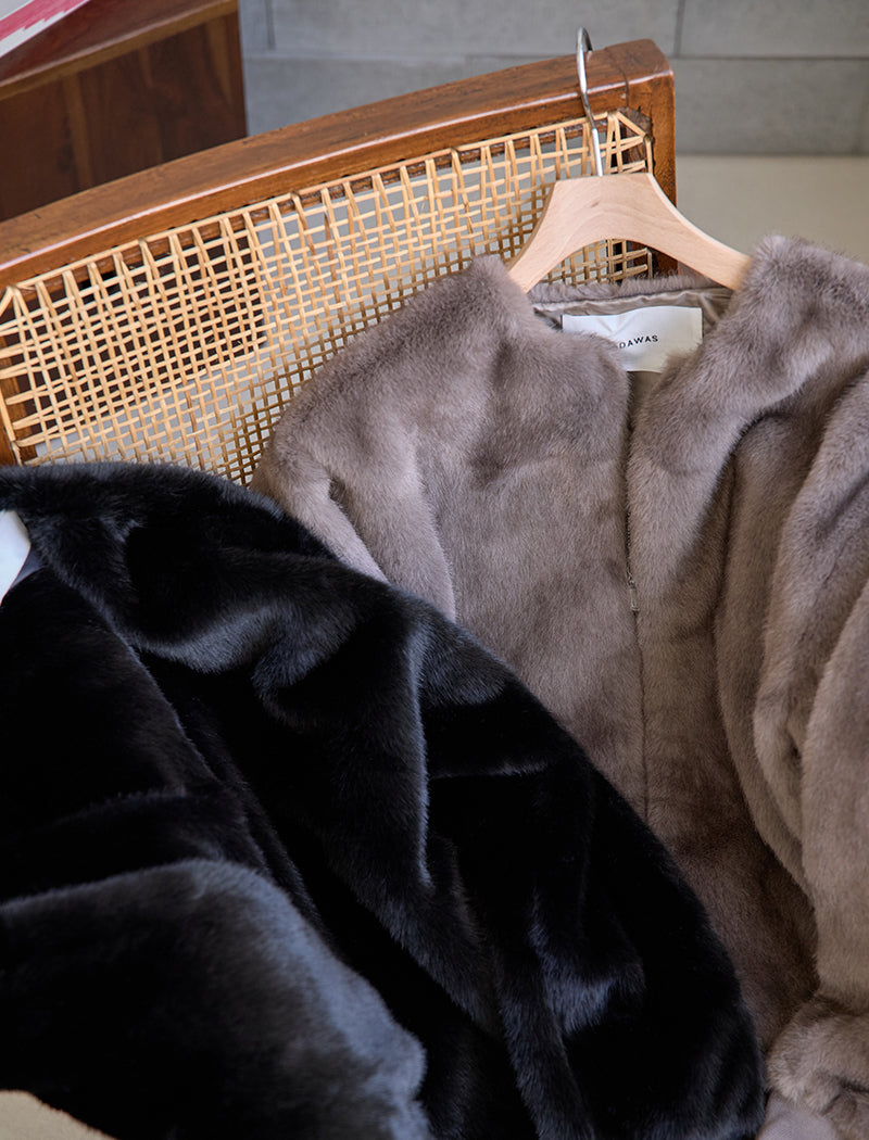 FAUX-MINK ZIP JACKET