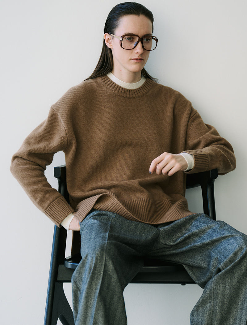 《ADAWAS/EZ》ULTRA FINE MERINO KNIT LAYERED-TRIM TOP