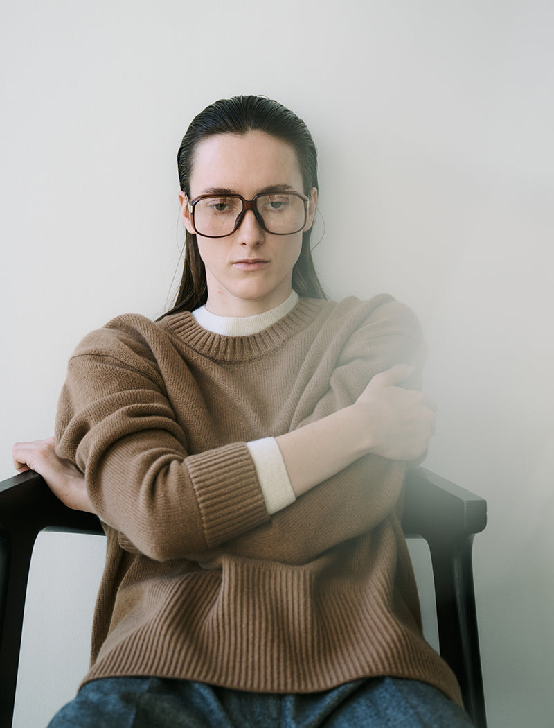 《ADAWAS/EZ》ULTRA FINE MERINO KNIT LAYERED-TRIM TOP