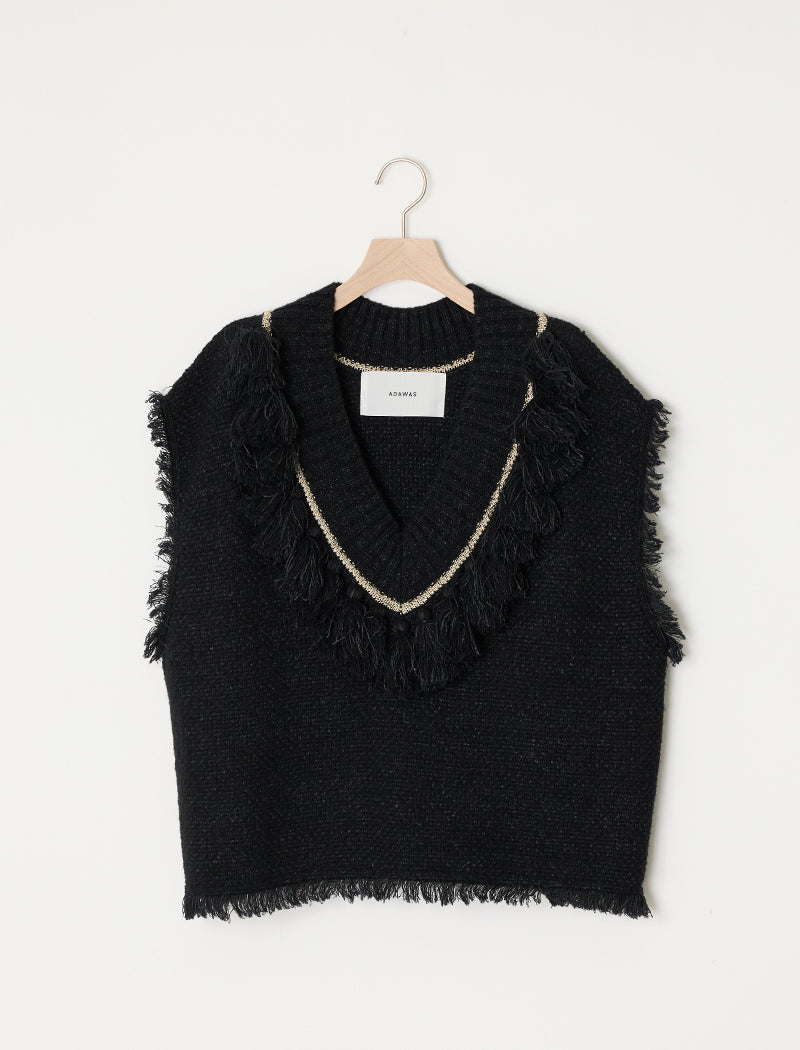 《ADAWAS/EZ》TWEED FRINGE VEST