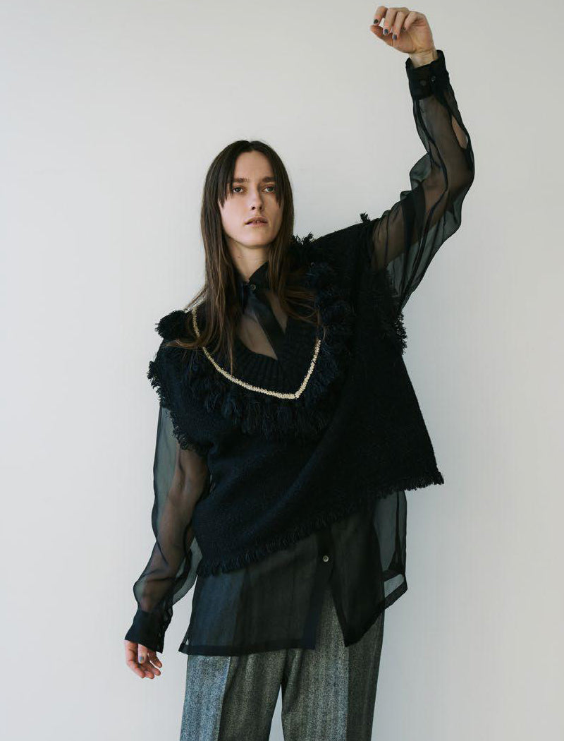 《ADAWAS/EZ》TWEED FRINGE VEST